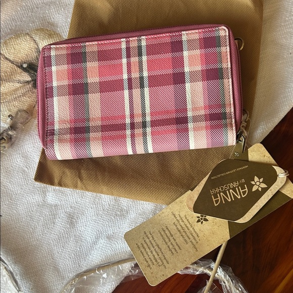 Pink Plaid Crossbody Wallet - Picture 4 of 5